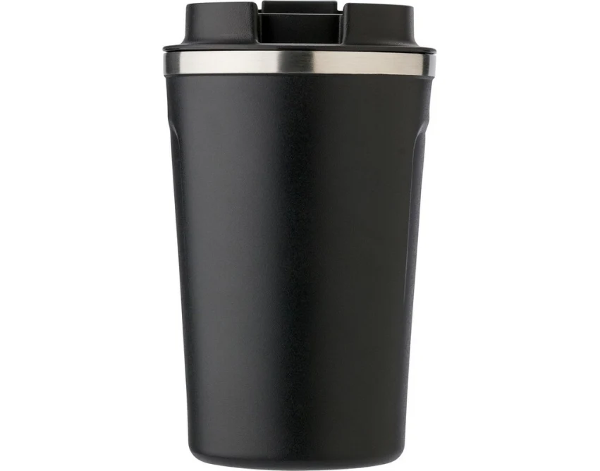 Czarny kubek termiczny 380 ml z grawerem logo firmy