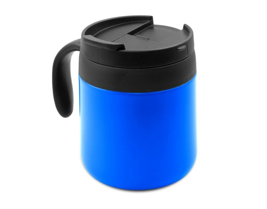 Kubek termiczny Wyatt 400 ml z uchem, niebieski z logo