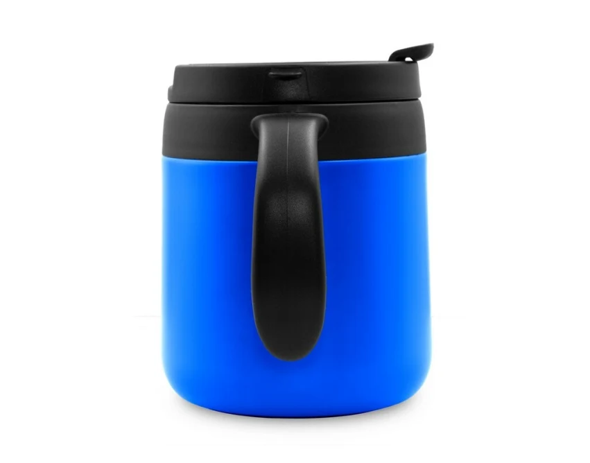 Kubek termiczny Wyatt 400 ml z uchem, niebieski z logo