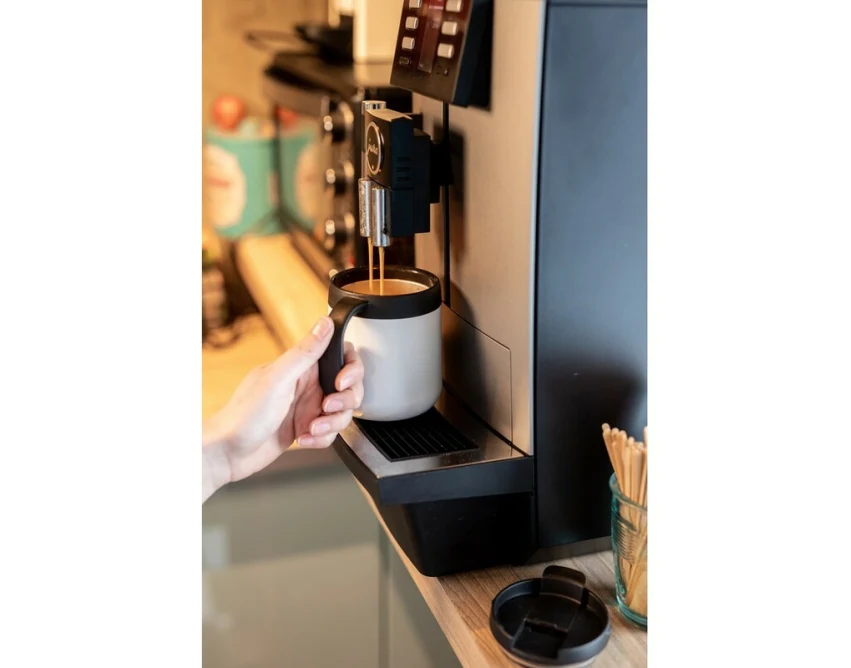 Kubek termiczny Wyatt 400 ml z uchem, niebieski z logo