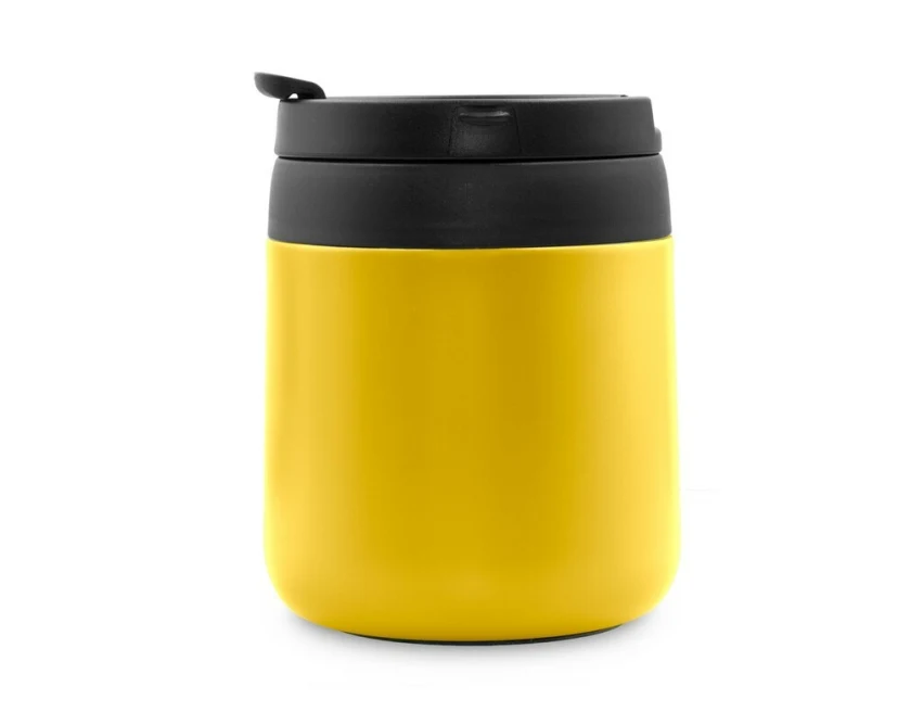 Kubek termiczny Wyatt 400 ml żółty z uchwytem, stal nierdzewna