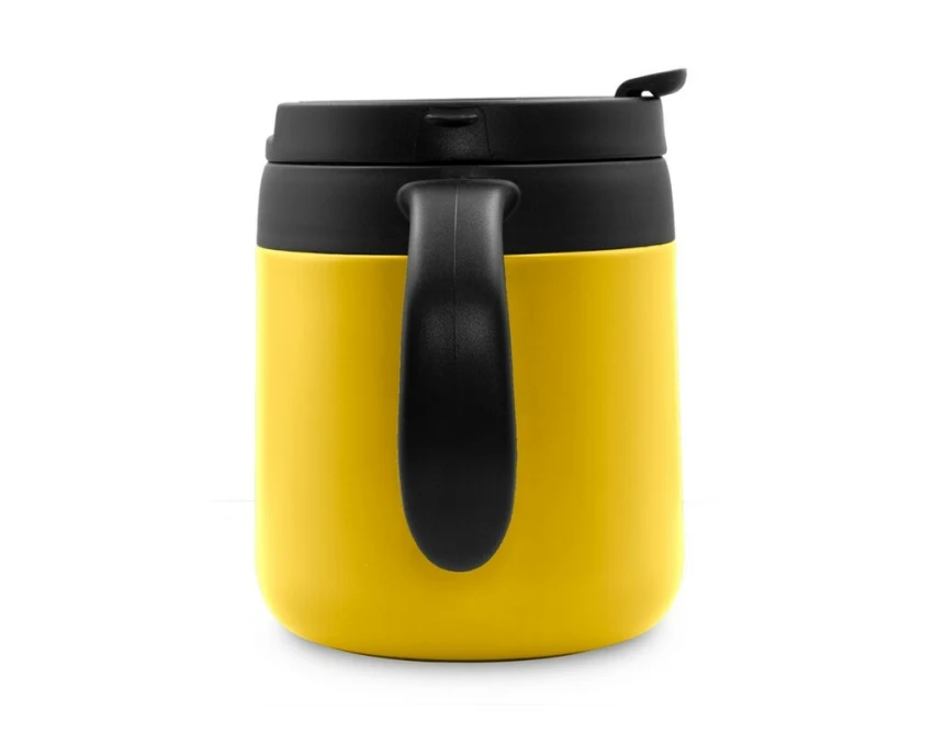 Kubek termiczny Wyatt 400 ml żółty z uchwytem, stal nierdzewna