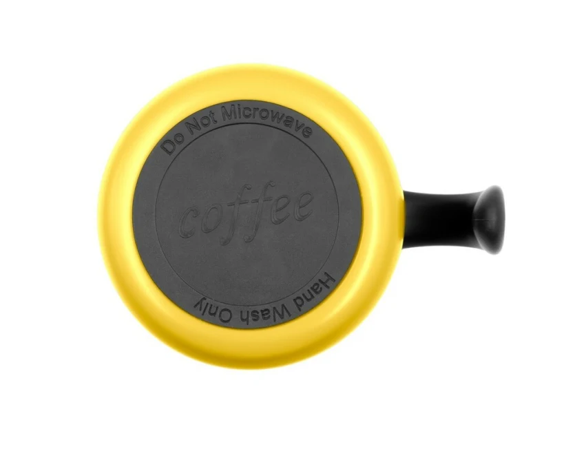 Kubek termiczny Wyatt 400 ml żółty z uchwytem, stal nierdzewna