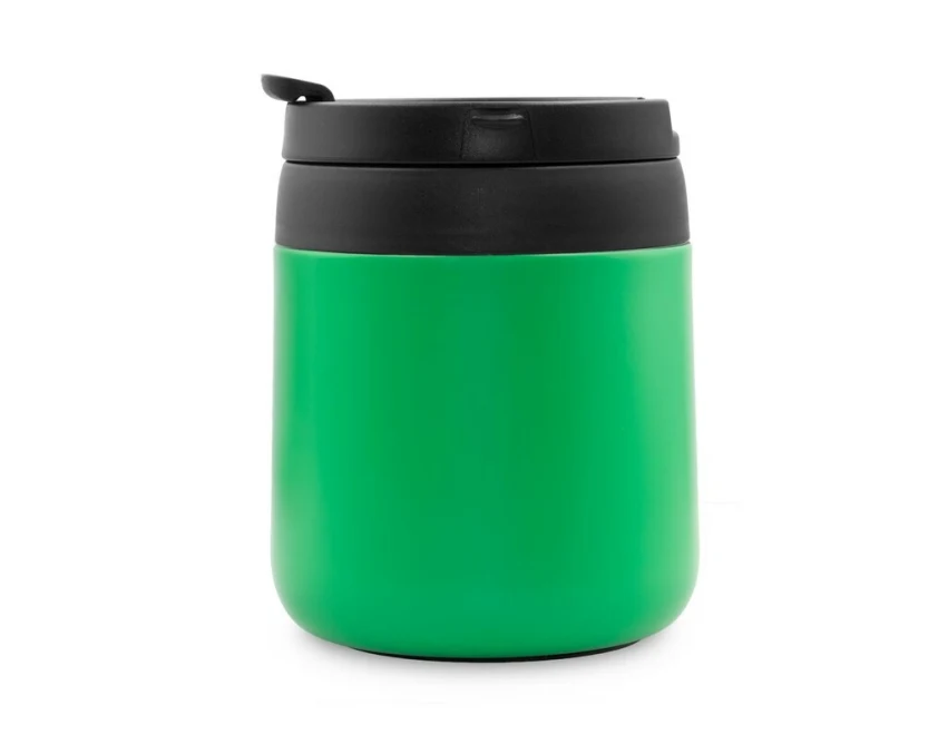 Zielony kubek termiczny Wyatt 400 ml z logo i rączką