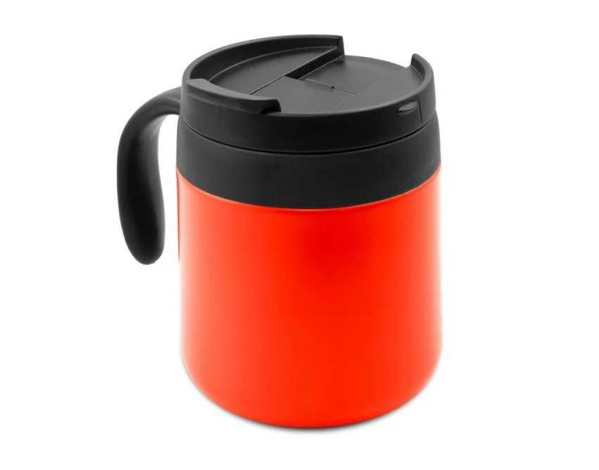 Czerwony kubek termiczny Wyatt 400 ml z uchem i logo