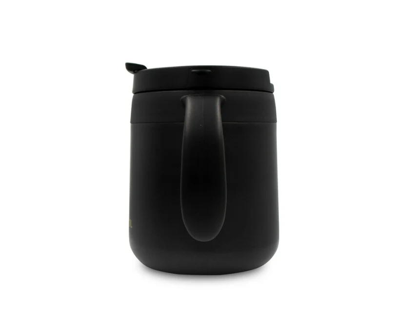Czarny kubek termiczny Wyatt 400 ml z uchem i logo