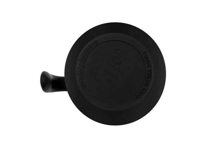 Czarny kubek termiczny Wyatt 400 ml z uchem i logo