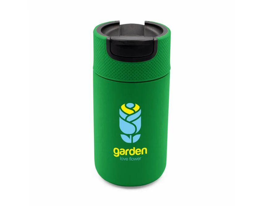 Zielony kubek termiczny 400 ml z logo UV360 – Raylee