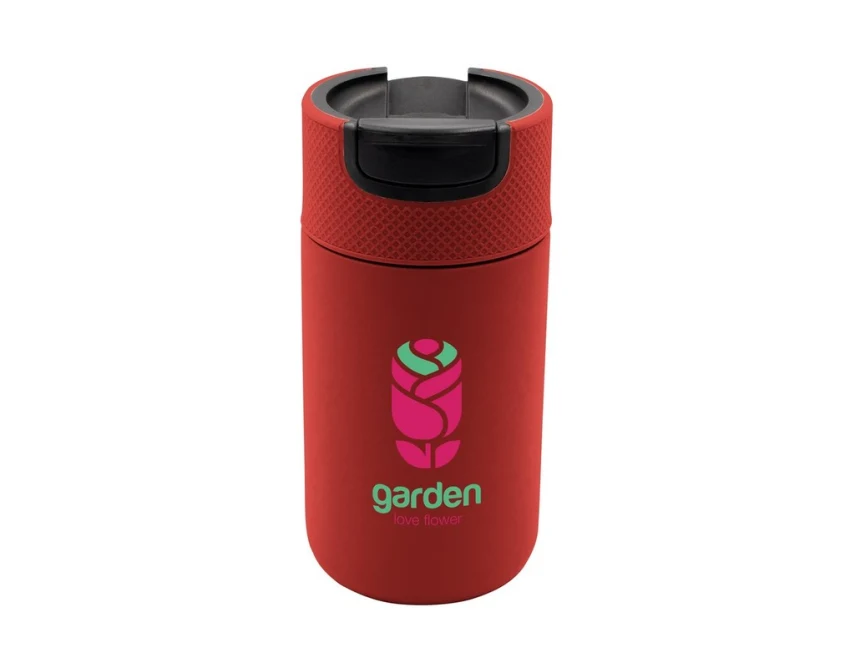 Czerwony kubek termiczny 400 ml z grawerem i logo firmy