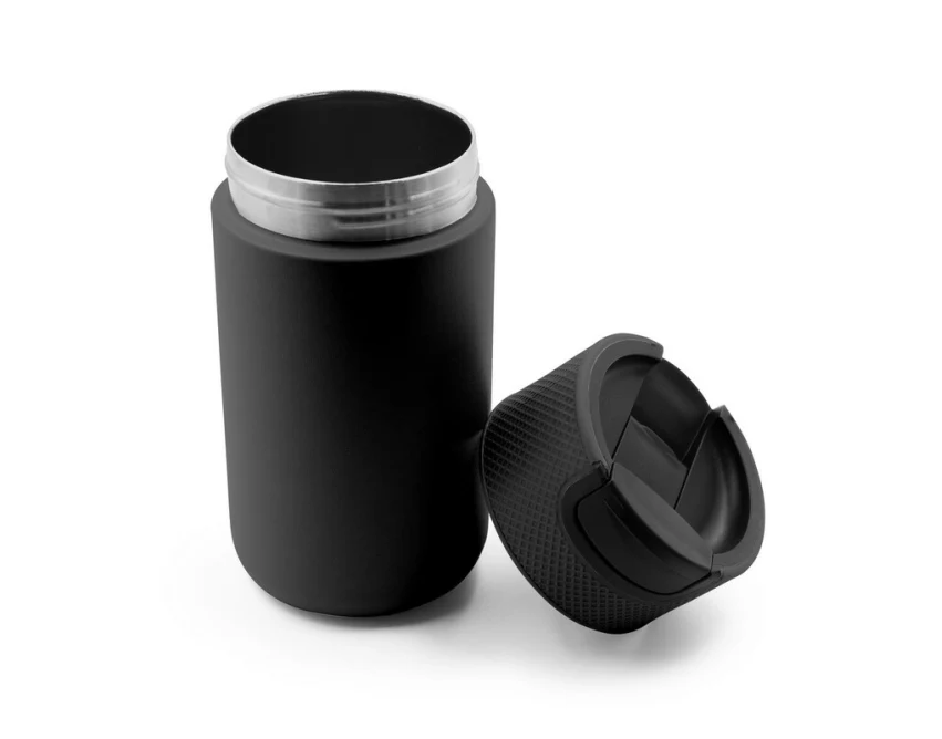 Czarny kubek termiczny 400 ml z grawerem i logo firmy