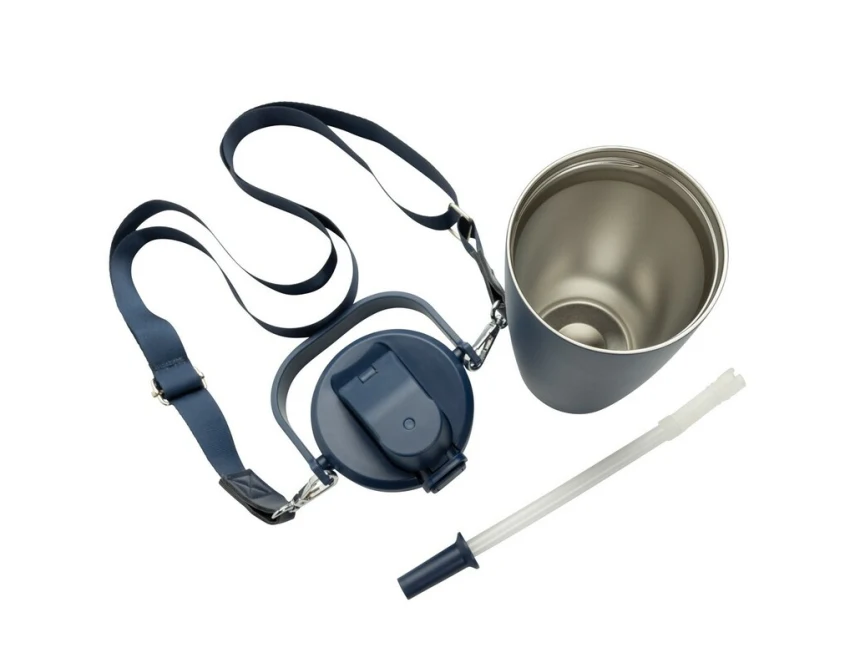 Kubek termiczny Avira Ayala 600 ml navy z logo i słomką