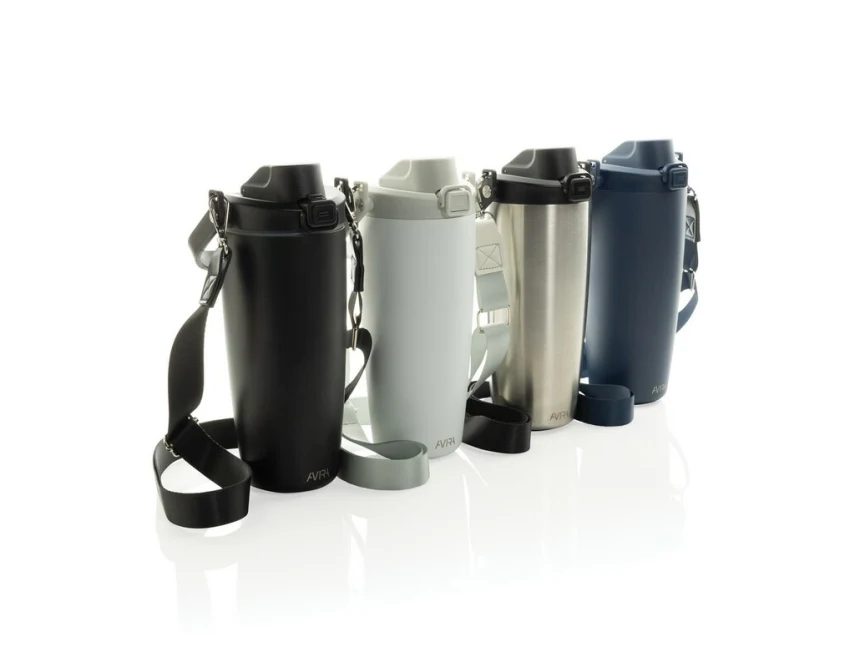 Kubek termiczny Avira Ayala 600 ml navy z logo i słomką