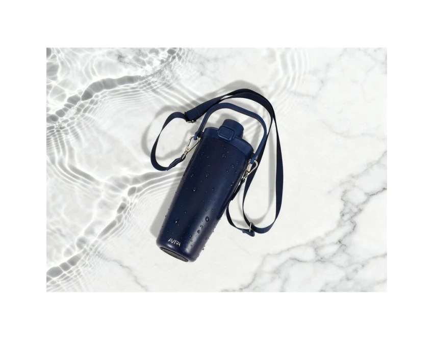 Kubek termiczny Avira Ayala 600 ml navy z logo i słomką