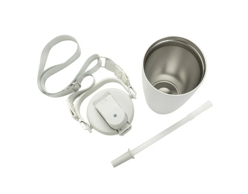 Biały kubek termiczny Avira Ayala 600 ml ze słomką i logo