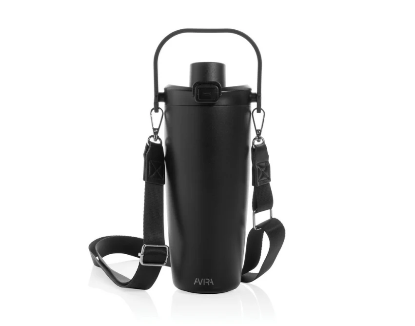 Czarny kubek termiczny 600 ml Avira Ayala ze słomką
