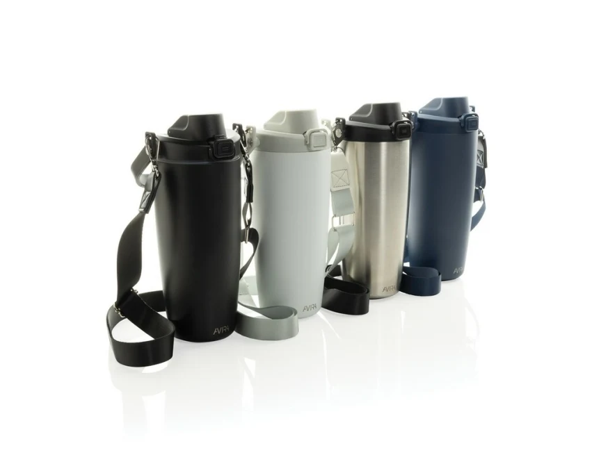 Czarny kubek termiczny 600 ml Avira Ayala ze słomką