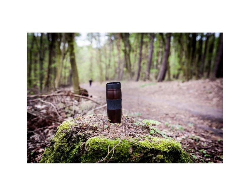 Burgundowy kubek termiczny 350ml z logo, stal nierdzewna