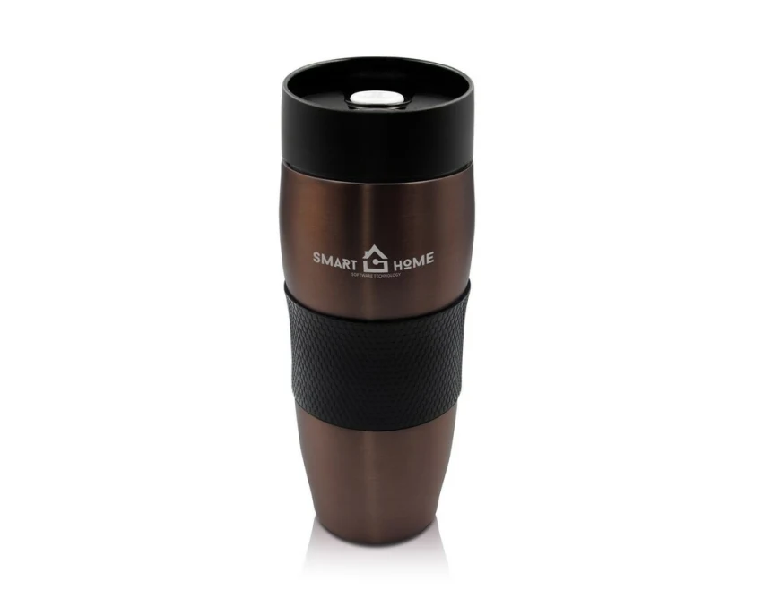 Burgundowy kubek termiczny 350ml z logo, stal nierdzewna