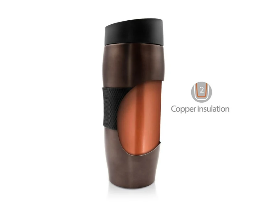 Burgundowy kubek termiczny 350ml z logo, stal nierdzewna