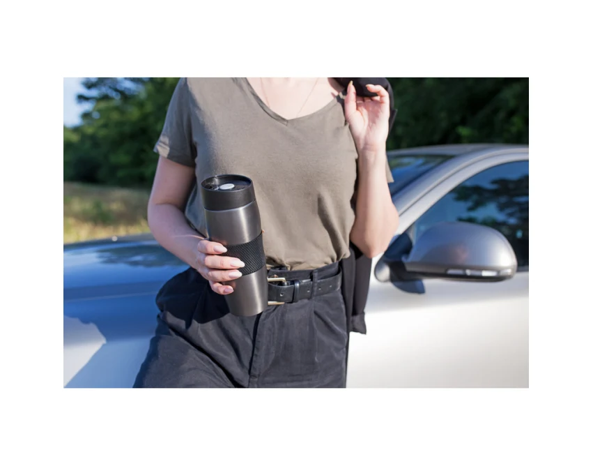 Burgundowy kubek termiczny 350ml z logo, stal nierdzewna