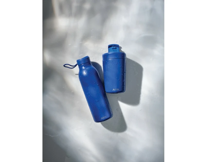 Granatowy kubek termiczny 300 ml Avira Alya z grawerem logo