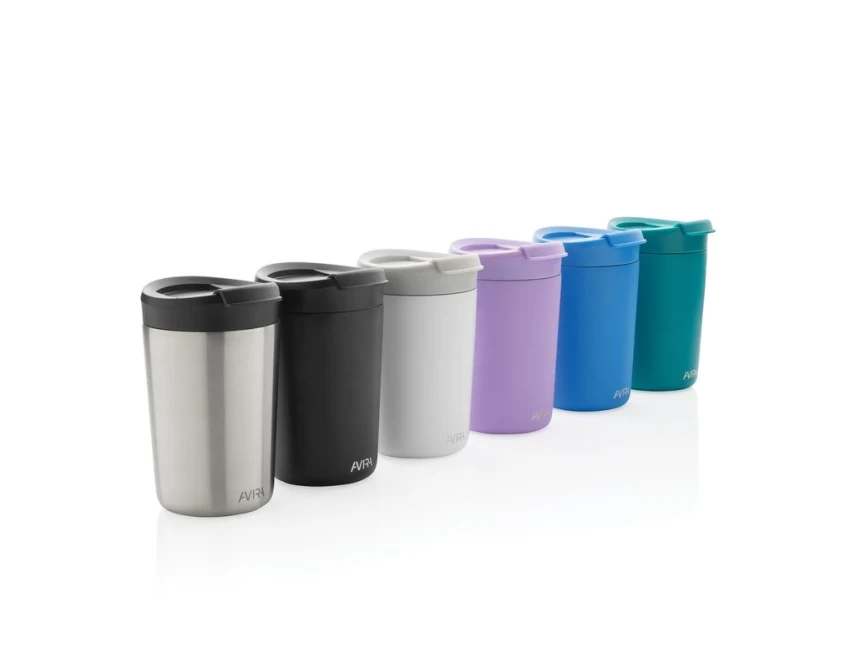 Srebrny kubek termiczny Avira Alya 300 ml z grawerem logo