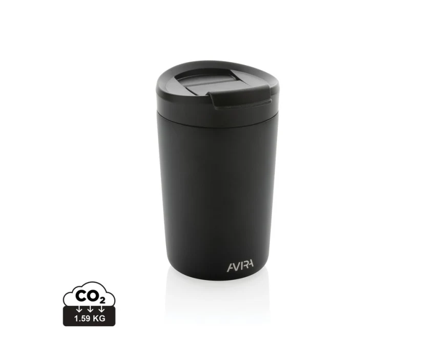 Czarny kubek termiczny Avira Alya 300 ml z grawerem logo