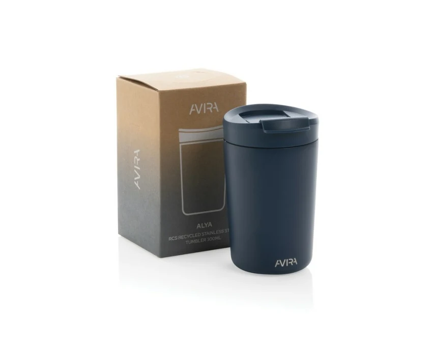 Granatowy kubek termiczny Avira Alya 300ml z grawerem logo