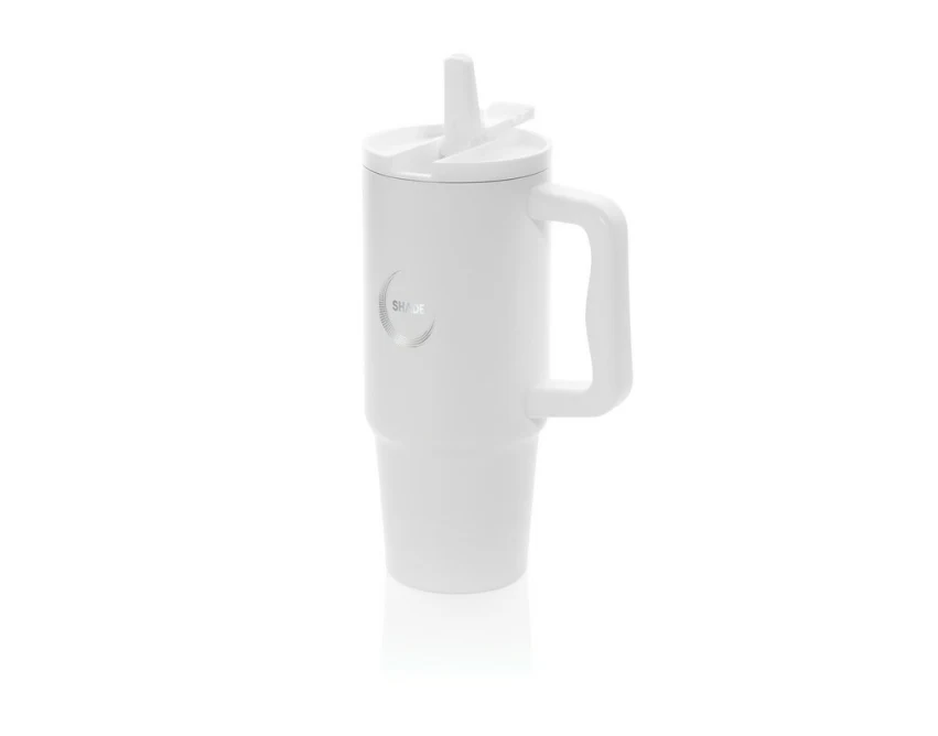 Biały kubek termiczny 900 ml ze słomką i logo firmy