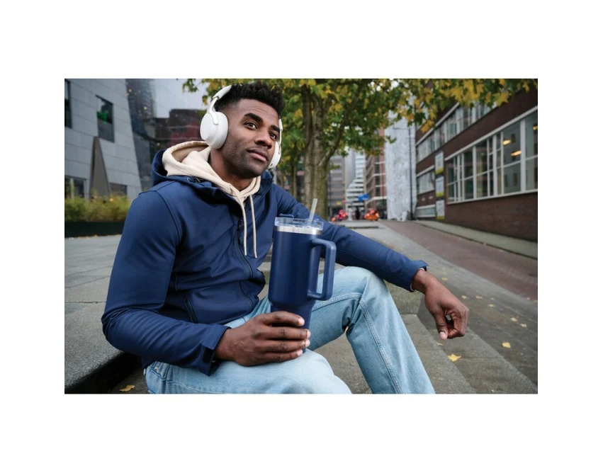 Niebieski kubek termiczny 1200 ml Stadley z logo