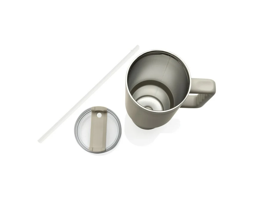 Kubek termiczny 1200 ml szary z logo i uchwytem