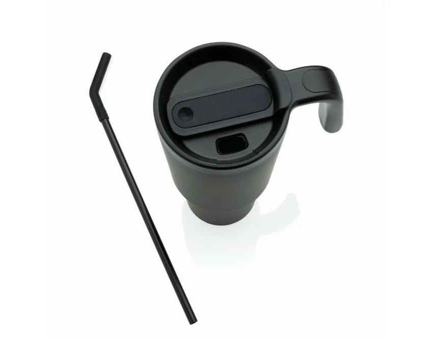 Czarny kubek termiczny 900 ml Graphic 360 ze słomką