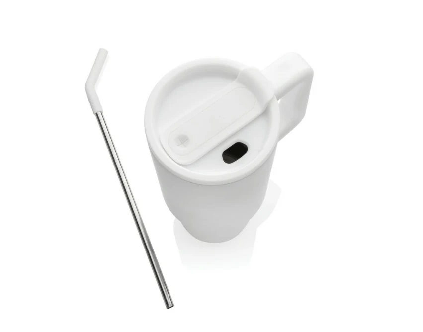 Biały kubek termiczny 900 ml z logo, stal z recyklingu