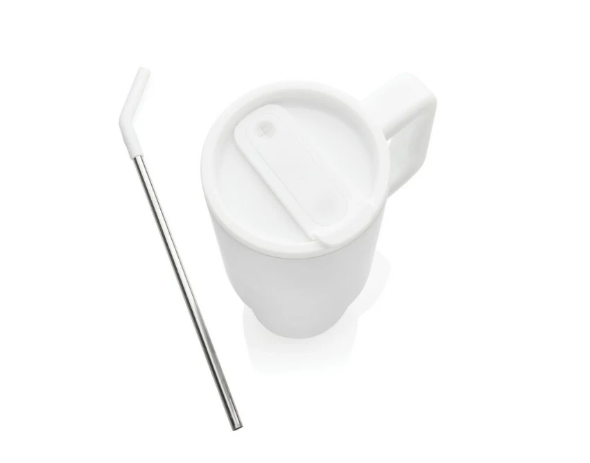 Biały kubek termiczny 900 ml z logo, stal z recyklingu