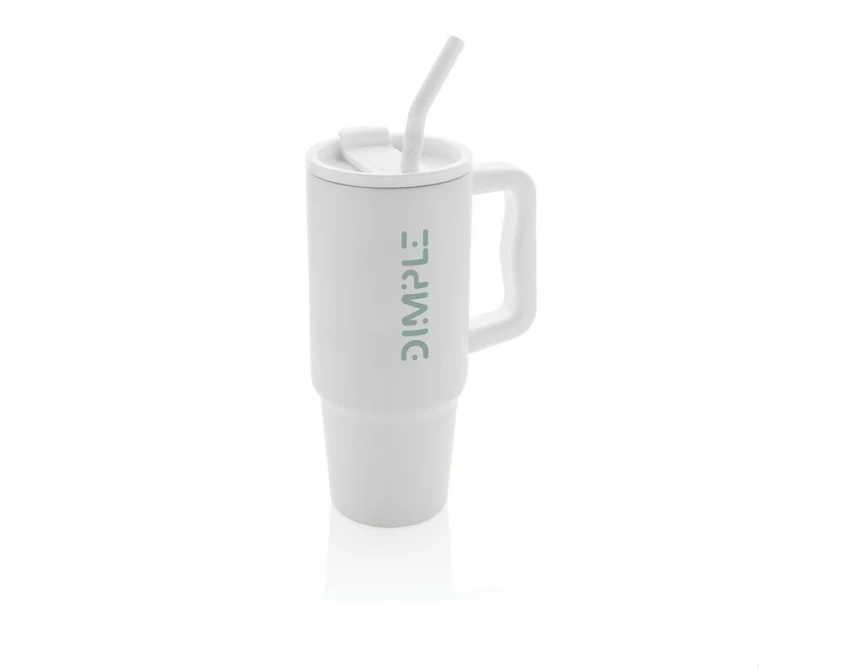 Biały kubek termiczny 900 ml z logo, stal z recyklingu