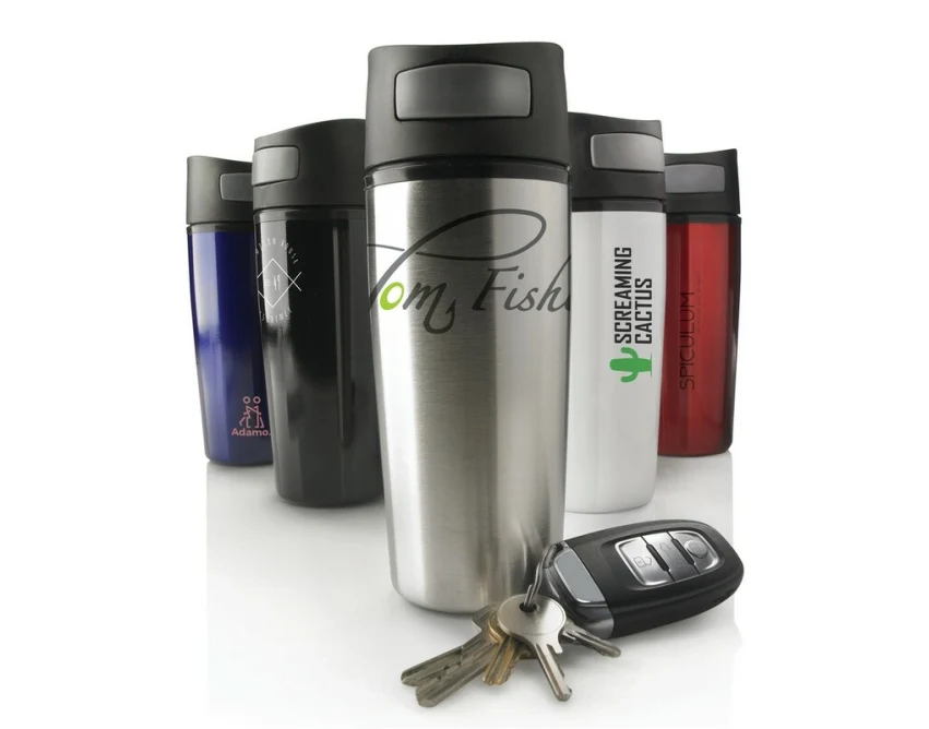 Kubek termiczny czarny 300 ml z grawerem, stal, BPA free