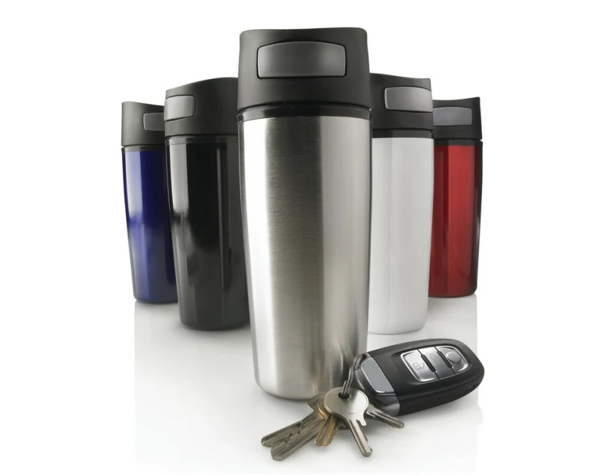 Kubek termiczny czarny 300 ml z grawerem, stal, BPA free