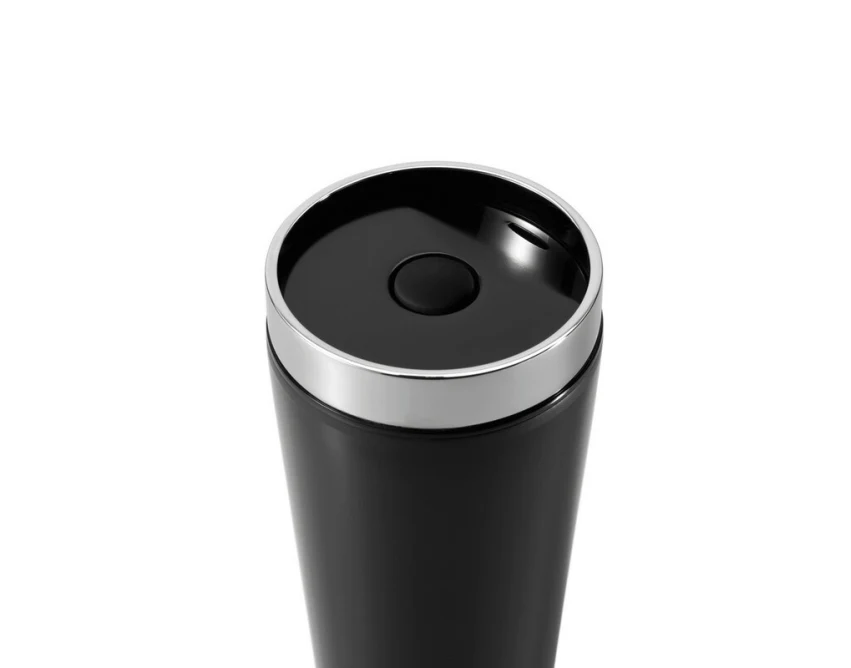Czarny kubek termiczny 350 ml z logo UV360 dla firm