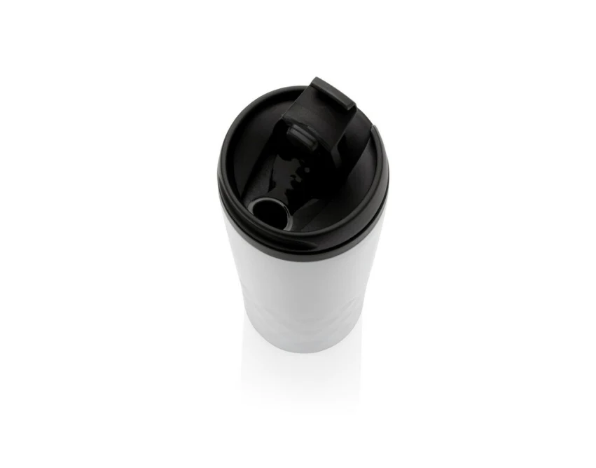 Biały kubek termiczny 300 ml z grawerem logo – geometryczny