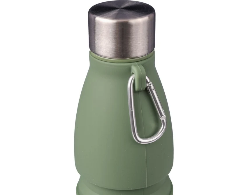 Zielony bidon sportowy 550 ml z nadrukiem i karabińczykiem