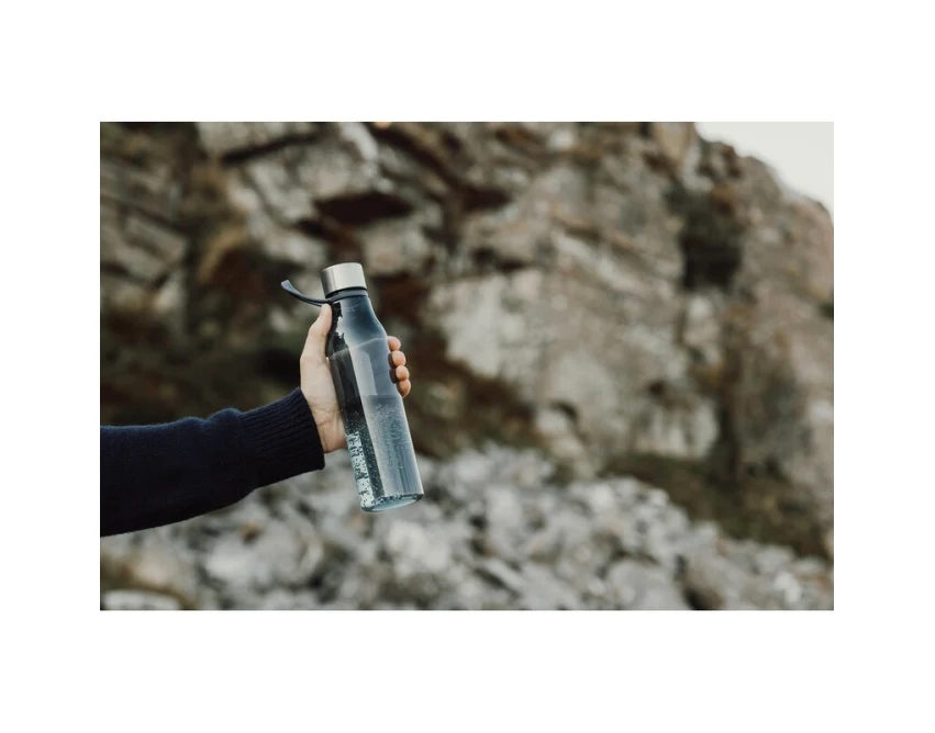 Bidon sportowy RPET 800 ml szary z nadrukiem logo