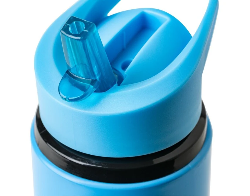 Błękitny bidon ze stali z recyklingu 500 ml z logo firmy