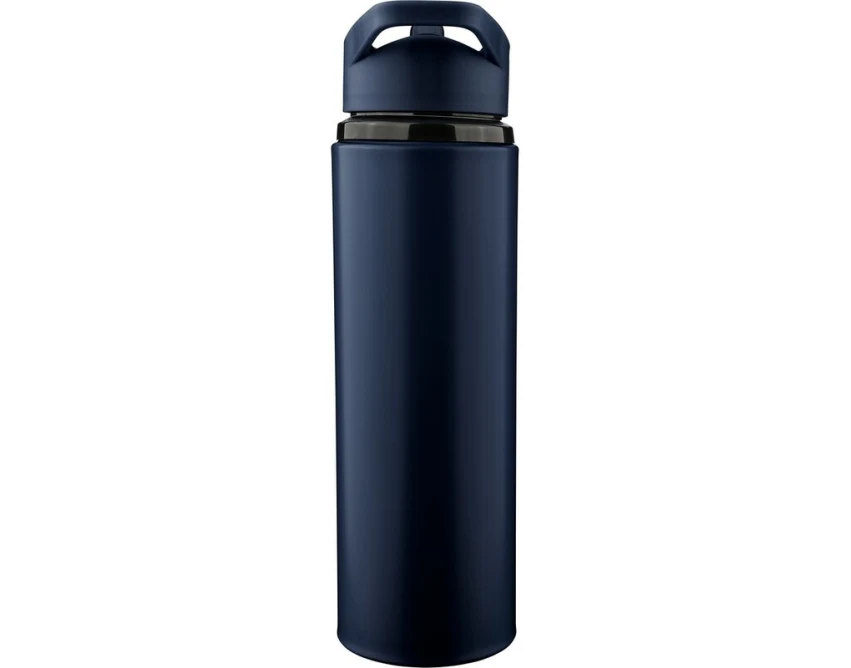 Granatowy bidon stalowy 500 ml z logo i słomką dla firm