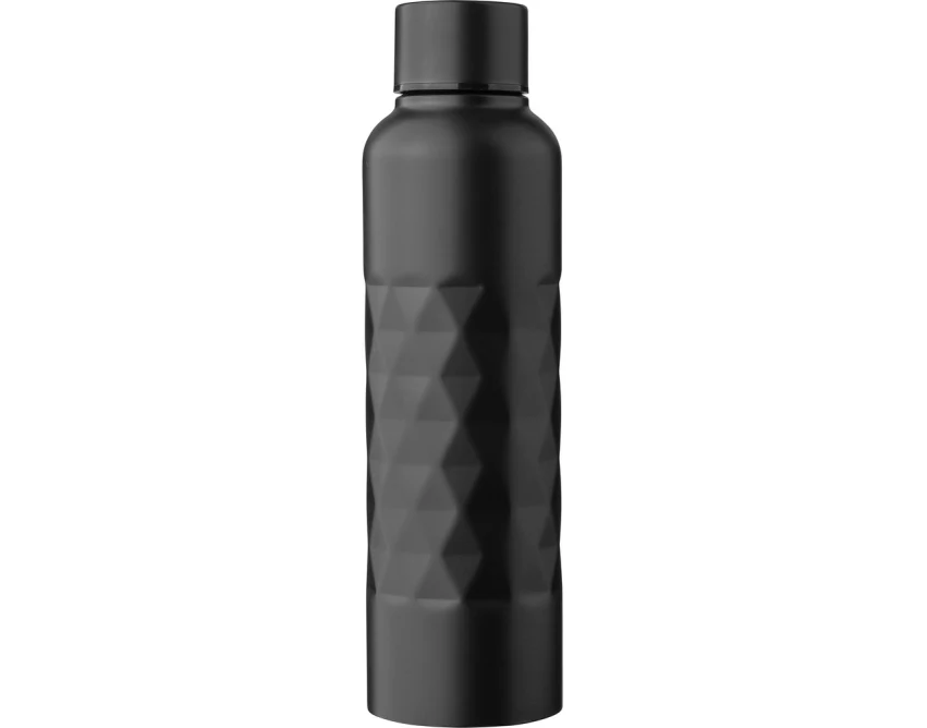 Czarny bidon reklamowy 800 ml stal 304 z diamentową fakturą