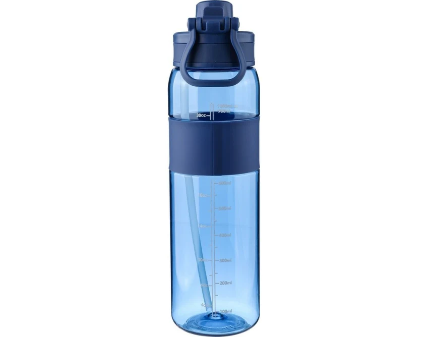 Butelka sportowa Tritan 900 ml błękitna z ustnikiem logo