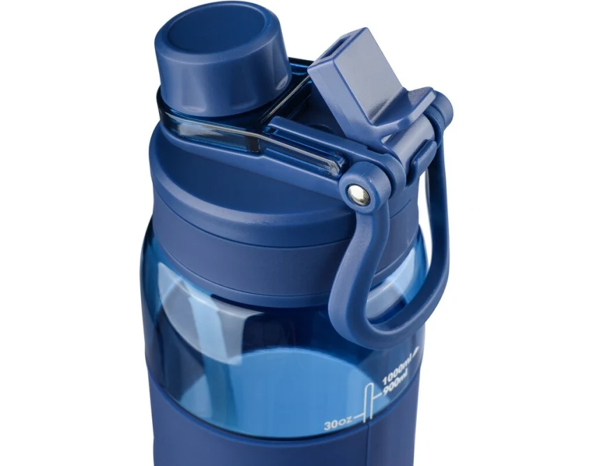 Butelka sportowa Tritan 900 ml błękitna z ustnikiem logo