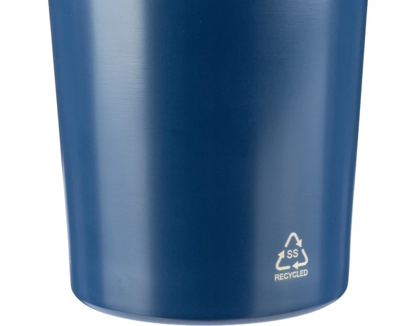Błękitny bidon shaker 750 ml z logo – stal nierdzewna