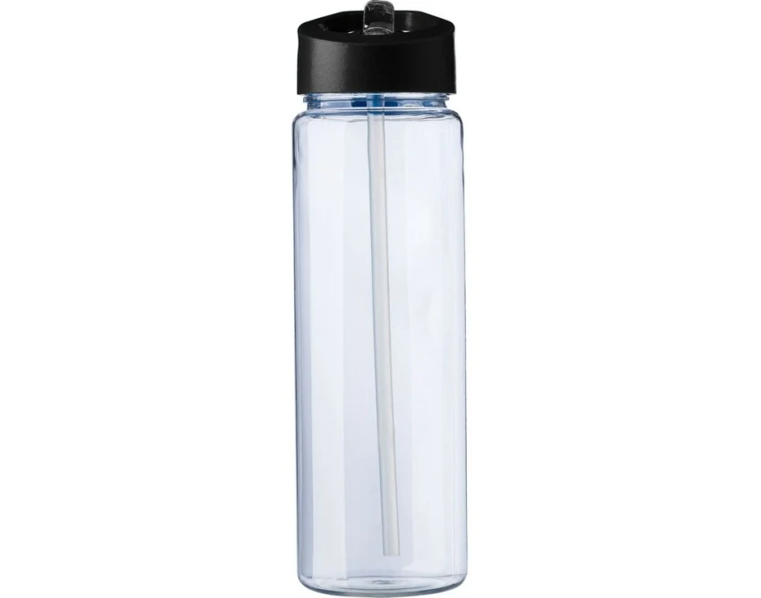 Czarny bidon RPET 750 ml z rurką i nadrukiem UV360