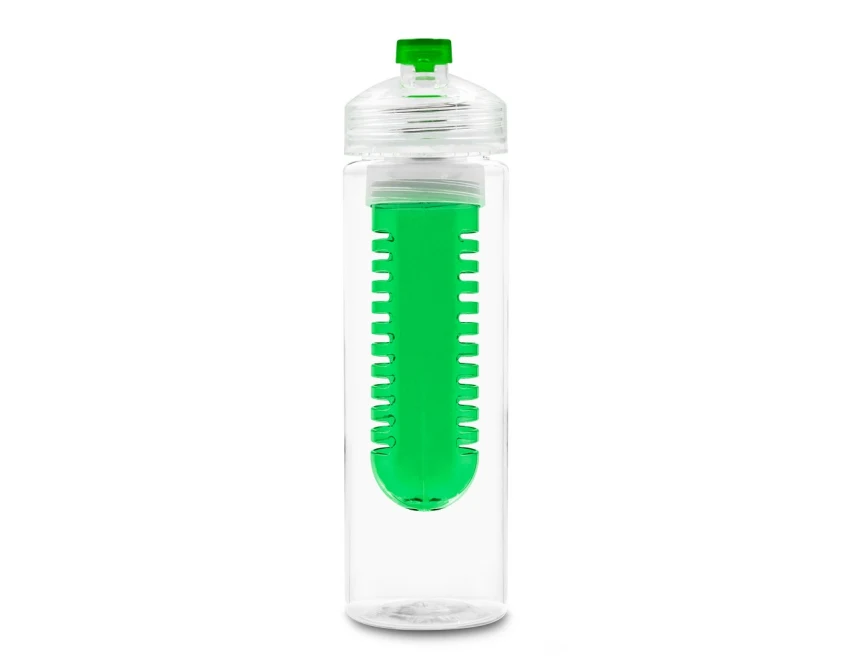 Bidon 650 ml jasnozielony z wkładem na owoce i logo UV360