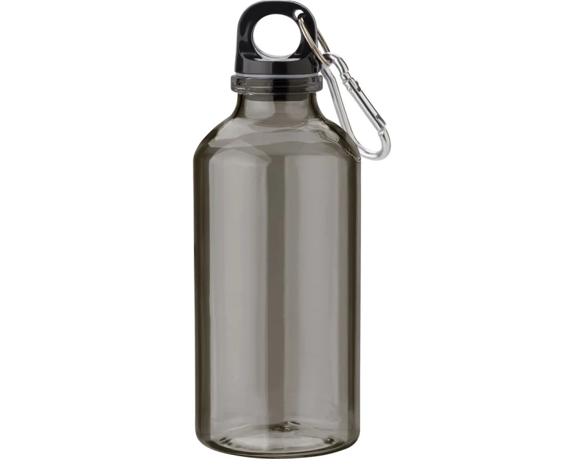 Bidon czarny RPET 400 ml z logo i karabińczykiem